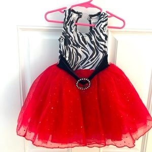 Costume Gallery Zebra Print and Red Tutu Dance Costume Size CS